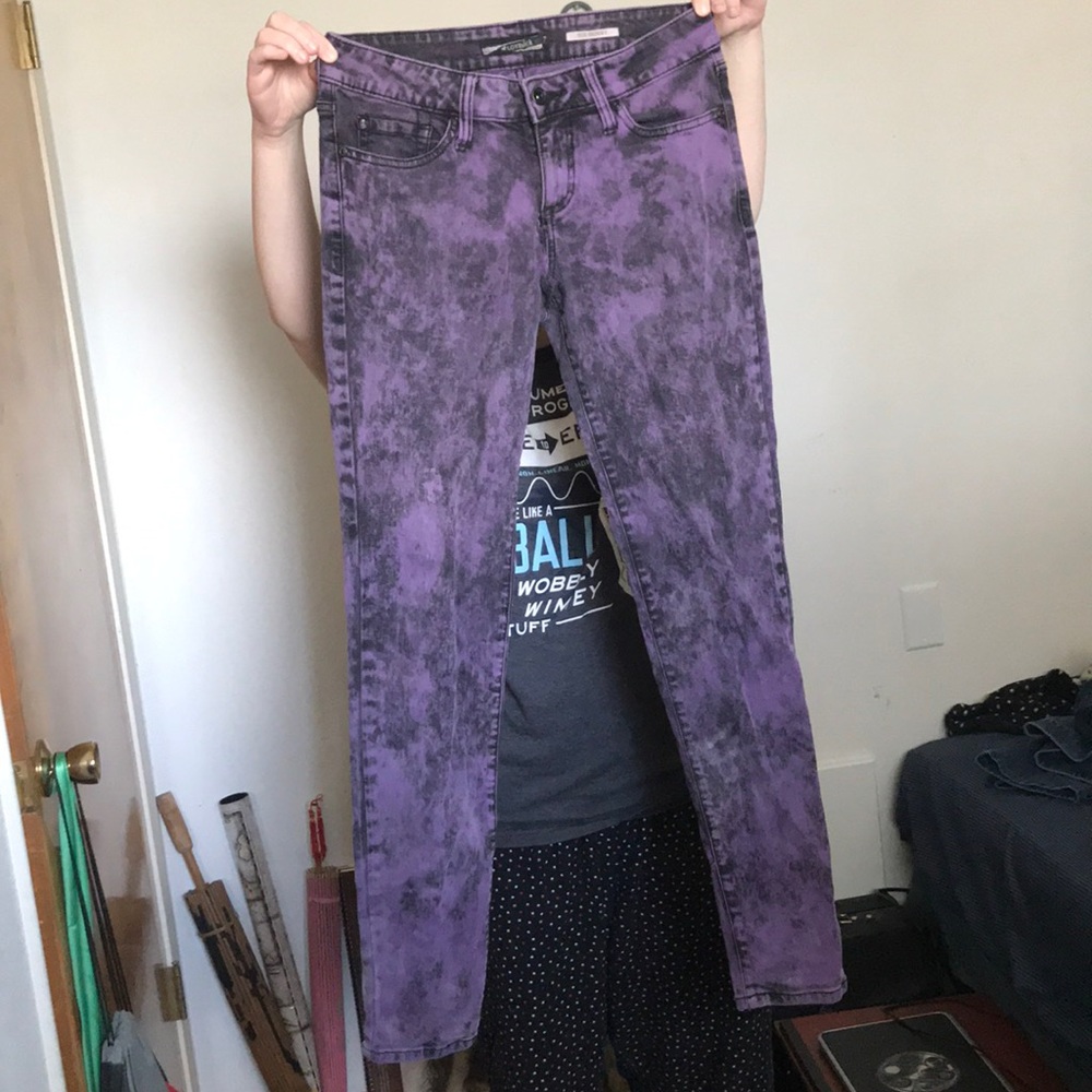 Lovesick Purple Acid Wash Skinny Jeans
